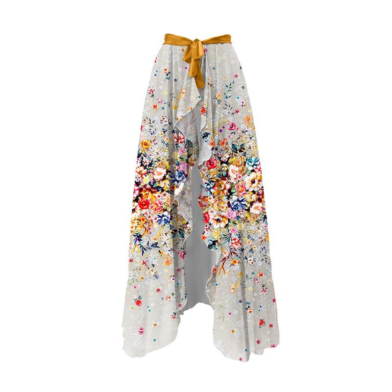 

Floral Print One-Piece Beach Dress with Tie-Up Skirt for Women Medium білий
