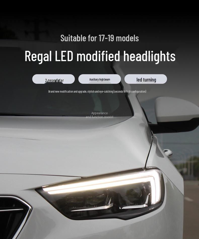 17-19 Buick Regal LED Bi-Xenon Lens Headlight Assembly with Turn Signal and Corner Light for Car Modification
