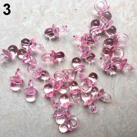 50Pcs/Set Acrylic Pacifiers Pendant Clear Mini Anti Rust Pacifiers Party Favor for Party