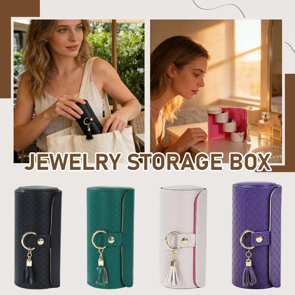 Magnetic Closure 3-Tier Cylindrical Jewelry Organizer Travel Jewelry Storage  Gift For Women