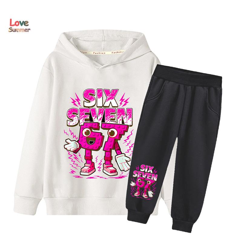 

67 Шість Сім худі штани 2шт хлопчики дівчатка Італійський Маразм Дитина Дівчинка Толстовка 2шт Костюм Худі Дитячий Повсякденний Спортивний костюм 120CM