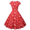 Women Vintage Short Sleeve Christmas 1950s Housewife Evening Party Prom Dress