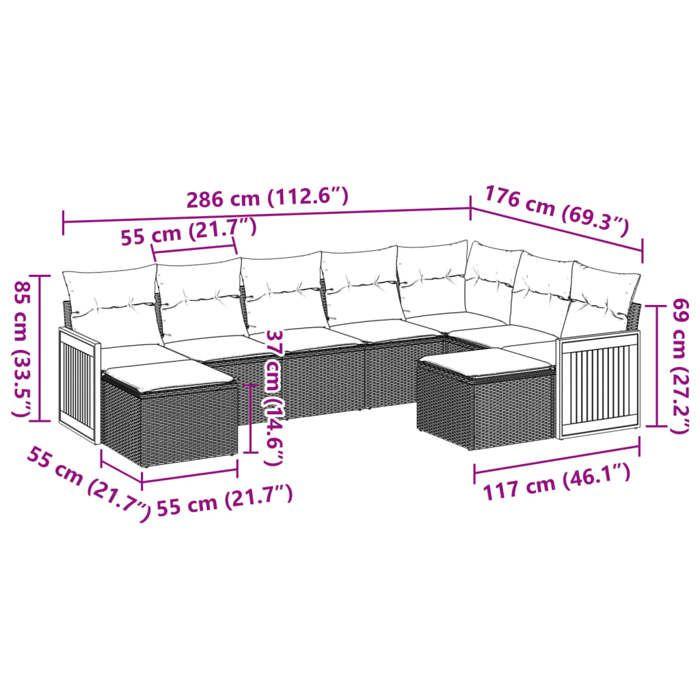 VidaXL Garden Lounge Set with Cushions 9 Pcs, Patio Sofas, Patio Furniture Set, Outdoor Furniture, Beige 3228221