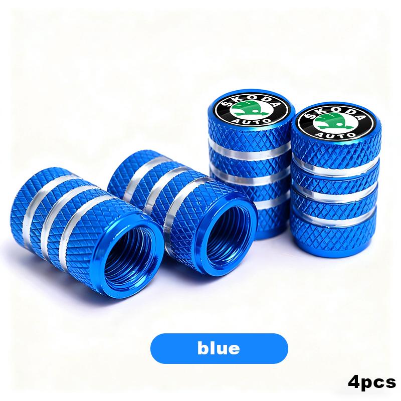 HRQB8 Car Tire Valve Stems Cap Aluminum Tyre Wheel Stem Air Valve Cover Airdust ForSkoda Fabia Octavia Kamiq Superb Rapid Citigo Scale