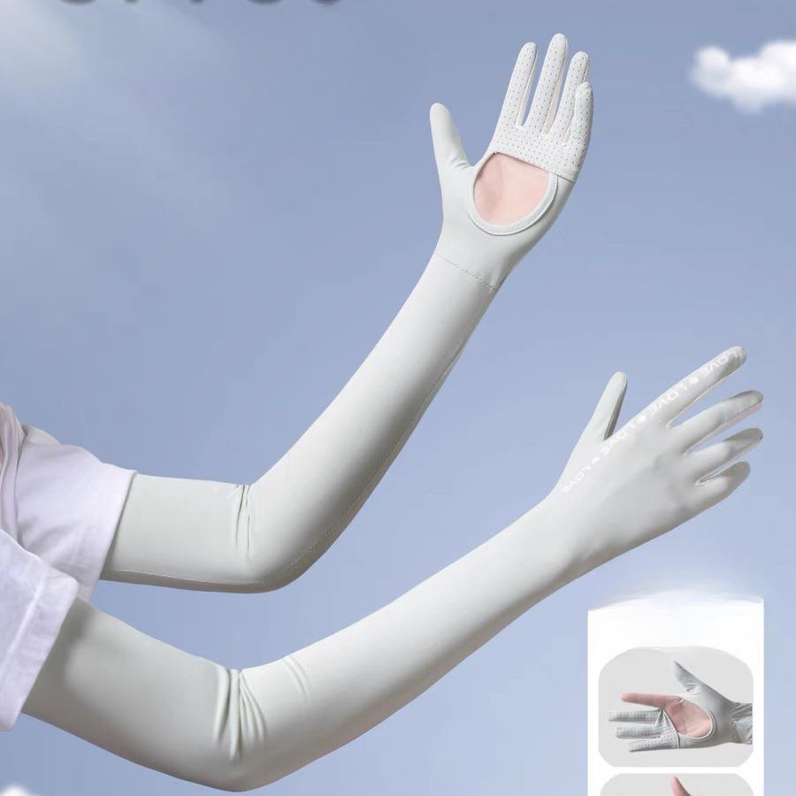 Sunscreen Sleeves for Women In Summer UV Anti Illuminated Ice Silk Driving Sunshade Cool Feeling Extended Arm Cover Outdoor Riding Ice Sleeves