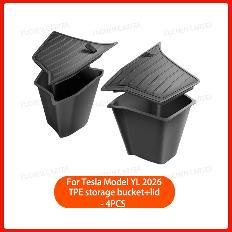 For Tesla Model Y YL Juniper Trunk Organizer Side Storage Box Boot Organizer Flocked TPE Mat Anti-dirty Car Travel Accessories