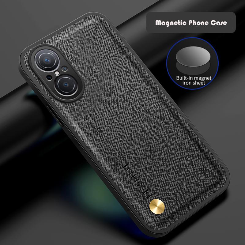 Leather Case For Huawei Nova 9 10 11 12 P40 P50 P60 Pura 70 Honor 50 SE 70 90 100 Pro Wireless Charge Build-in Iron Phone Cover