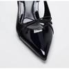 Mew Schwarze High Heels Schuhe für Damen Sexy Spitzschuh Markendesigner Slingbacks Schnallenriemen Elegant Party Damenpumps