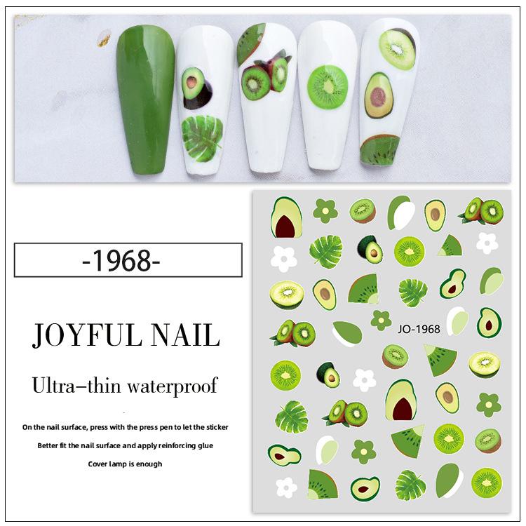 Fruit Pattern 3D Self-Adhesive Nail Stickers: Lemon, Strawberry, Peach Designs