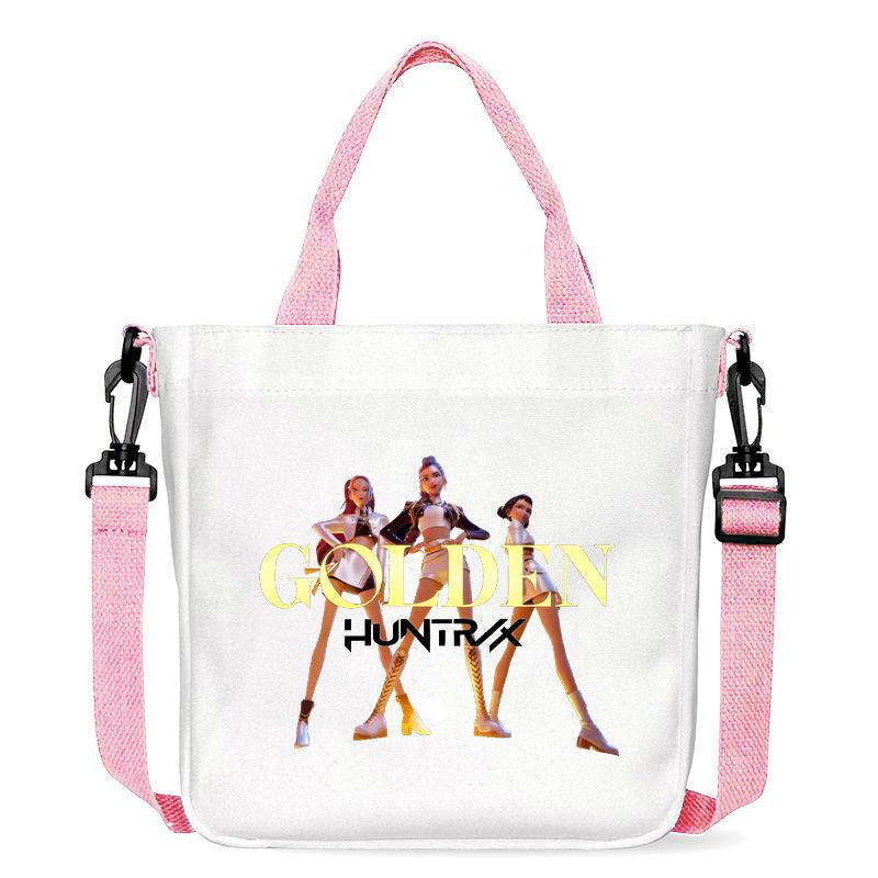 KPop Demon Hunters Shoulder Bag Kawaii Cartoon Handbag Large Capacity Crossbody Fashion Portable Canvas Storage Bags Gift Kid Friendly Entertaining