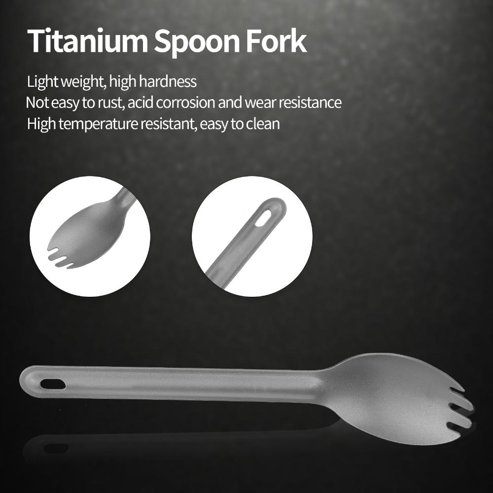 3 Pcs/Set Wear Resisting Titanium Spork Lightweight Titanium Spoon Office Settings