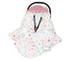 Sleeping bag with hood for car seat, velvet/cotton, 90x90 (pink + eucalyptus)