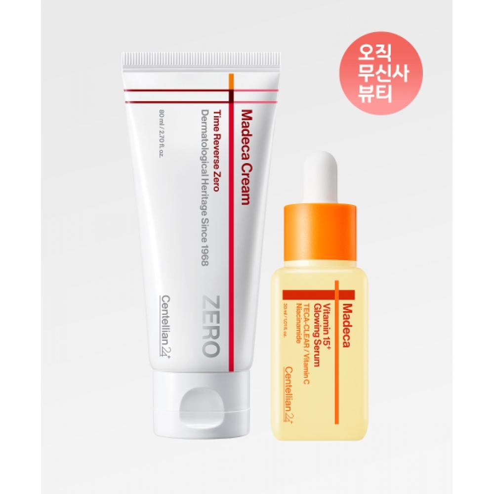 Centellian24 Madeca Cream Time Reverse Zero 80ml + Vitamin 15+ Glowing Serum 30ml FREE
