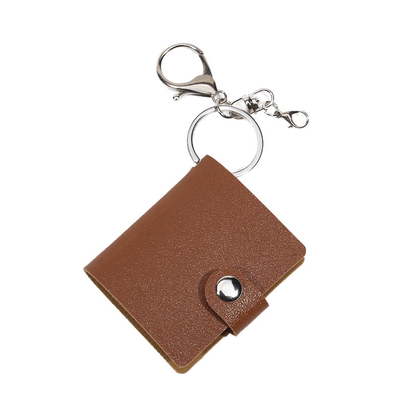 

2 Inch 20 Pages Mini Photo Album Keychain Small Picture Album Pendant ID Photo Storage Interstitial Pocket Keyring Lover Memory коричневый