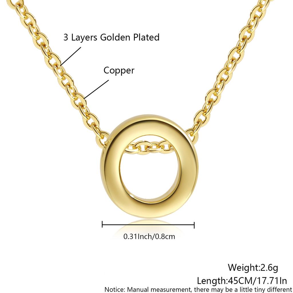 26 Large Capital English Letter Necklace Polished Smooth Hole-Punched Pendant Fine Chain Women's Item