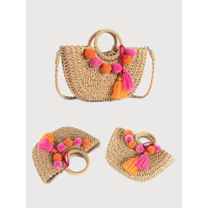 Arrival Women's Paper Straw Woven Bag - Shell Accents Tote & Crossbody Bag for Vacation Essentials & Trendy Outfits