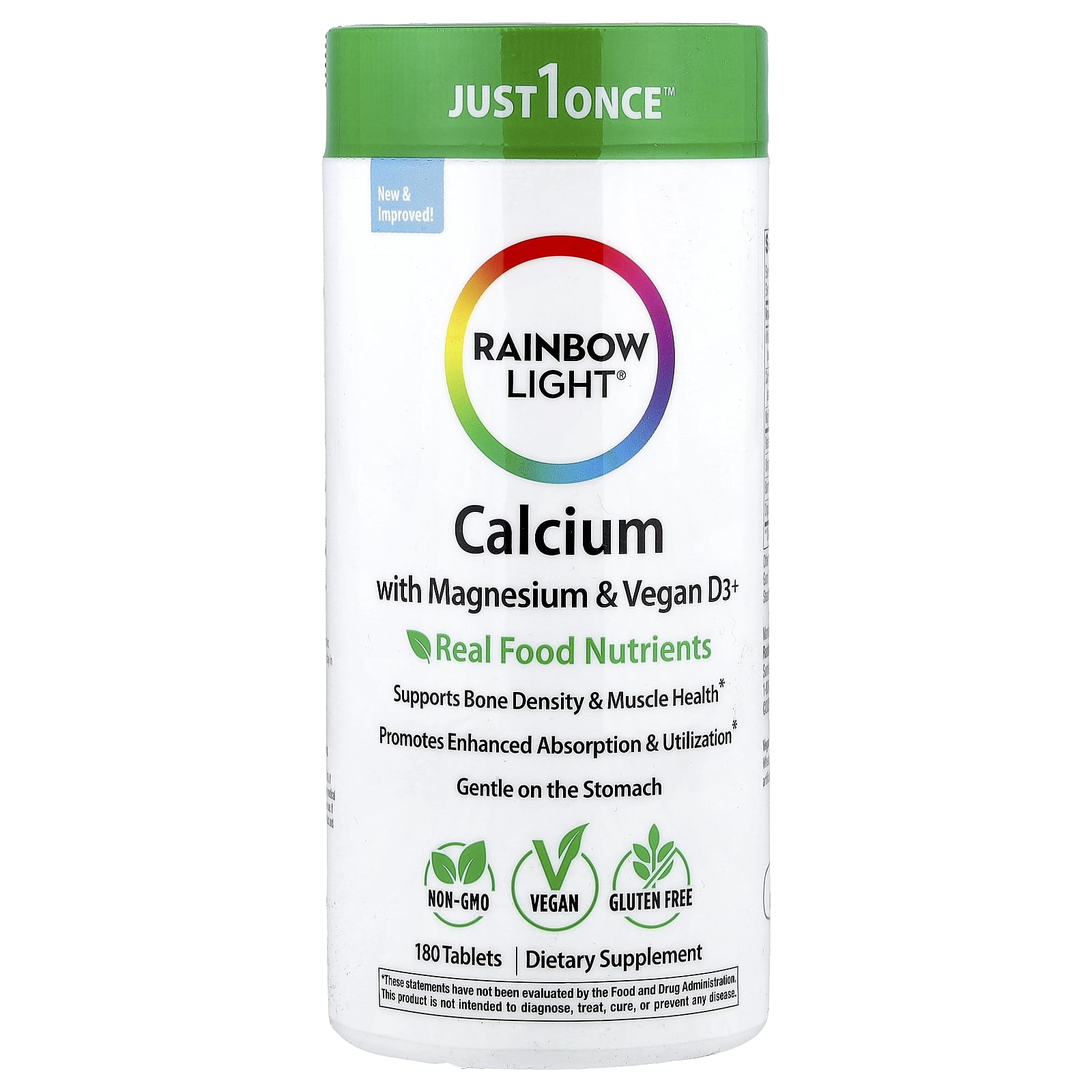 

Calcium with Magnesium and Vegan D3+, 180 Tablets