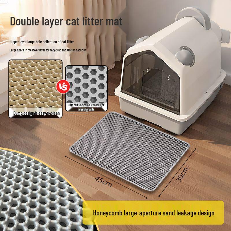 Extra Large Double Layer Cat Litter Mat: Anti-Splash, Sand Control, Leak-Resistant Pet Floor Mat