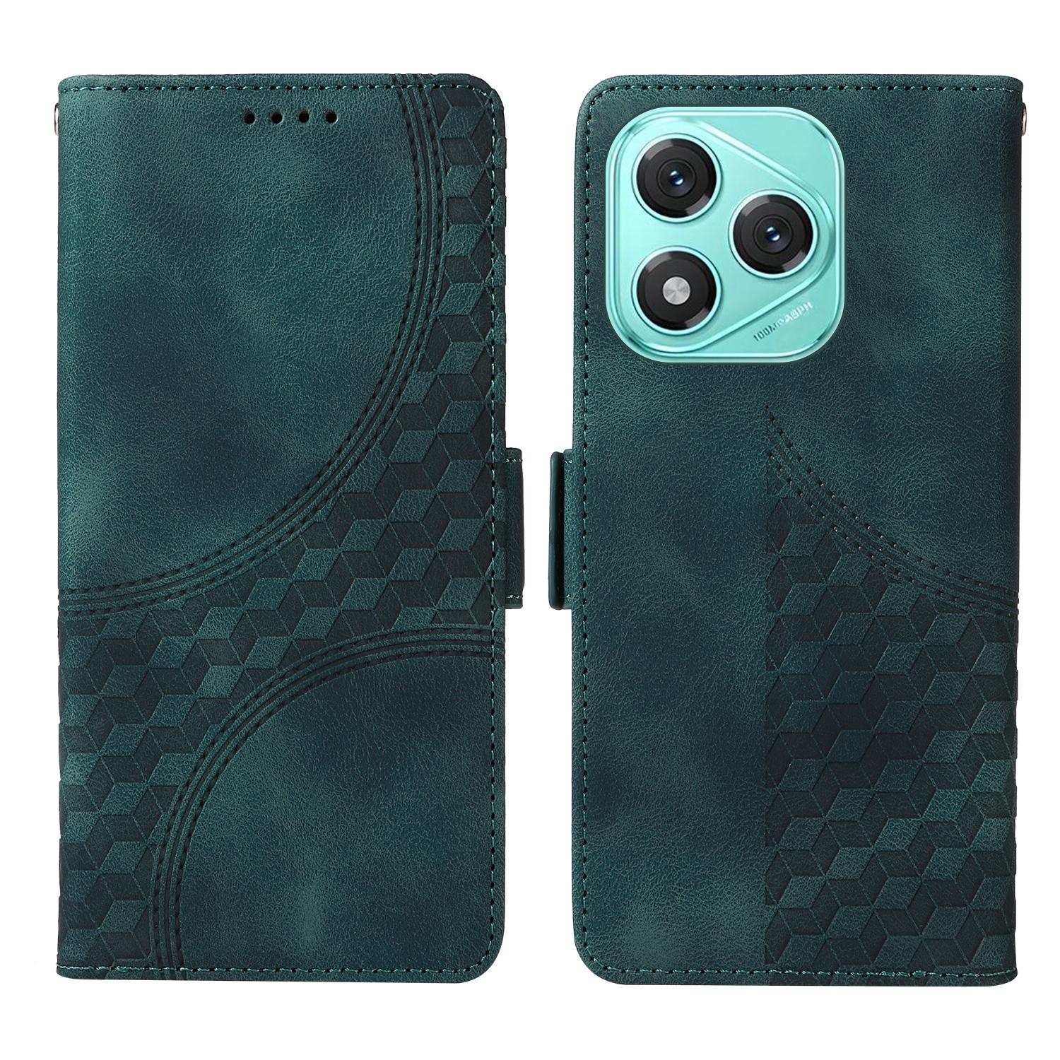 

Для Honor 400 Lite Шкіряні Чохли Гаманець Ромбовидний Відбиток Чохол для Телефону Підставка з Ремінцем Green