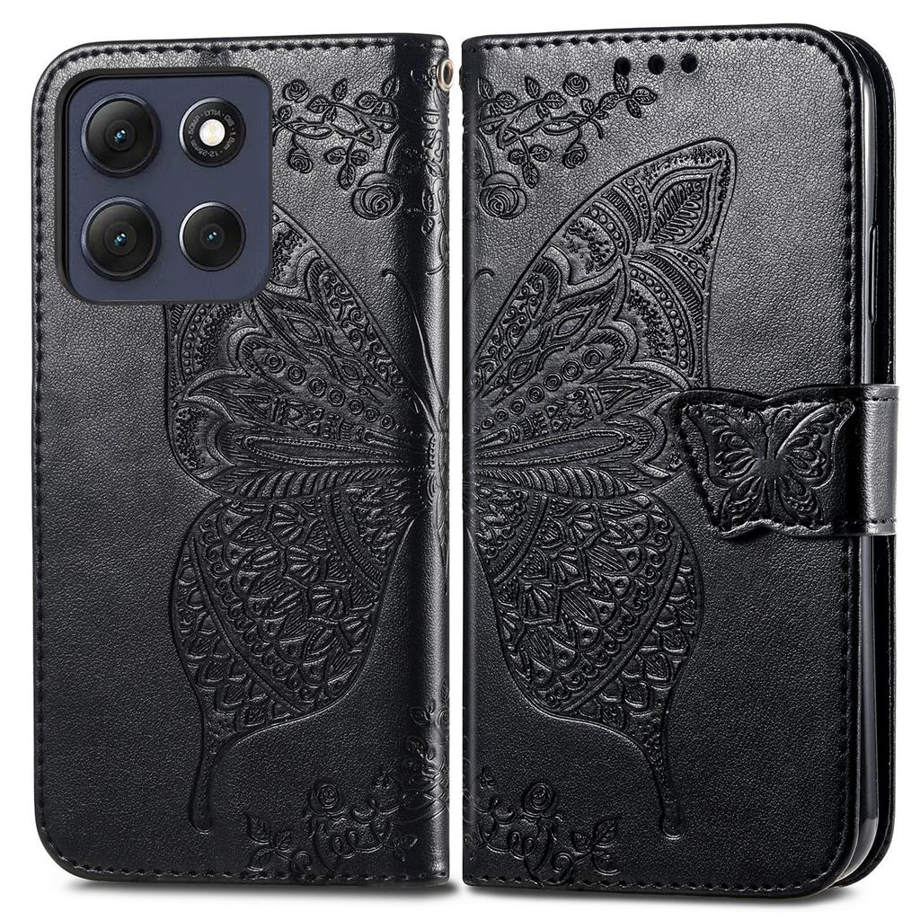 For Motorola Moto G86 Power 5G Case with Strap Butterfly Pattern PU Leather Wallet Phone Cover