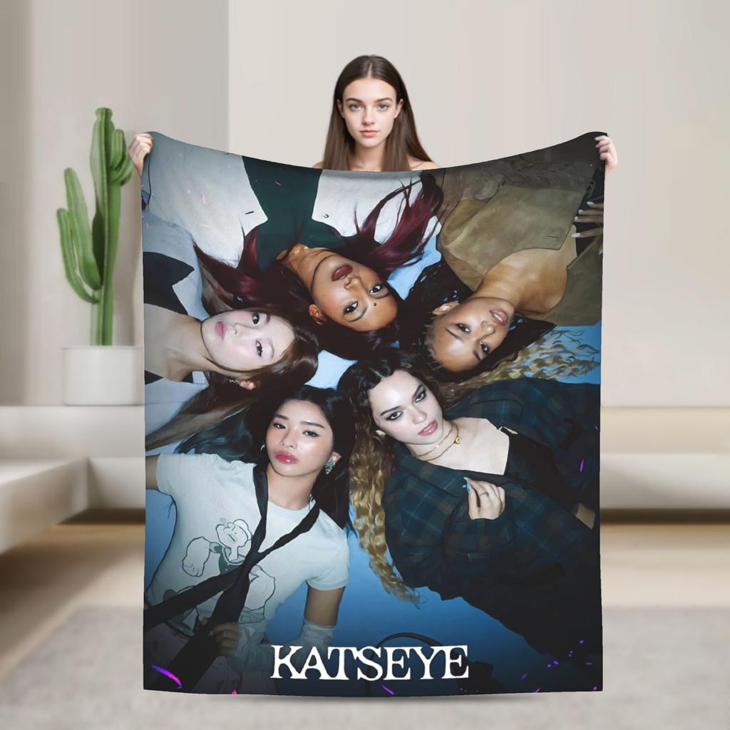 Katseye Kpop Girl Group Blanket Fleece Winter Multi-function Lightweight Thin Throw Blankets for Home Outdoor Rug Piece