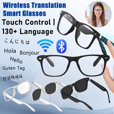 AI Intelligent Translation Glasses Earphone Glasses Built-in Microphone Speakers Support Above 130 Languages for Outdoor Travel