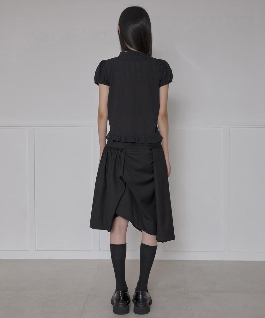 Peulleeoeob Saya Frill Puff Blouse (Fl-180_Black)