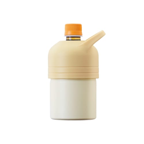 Atlas PET Bottle Holder, Insulated Water Bottle for Hot Water, Mini Size (300ml/500ml), Vacuum Insulated, Ivory, with Handle, Bottle-in-Bottle, ABIB-F