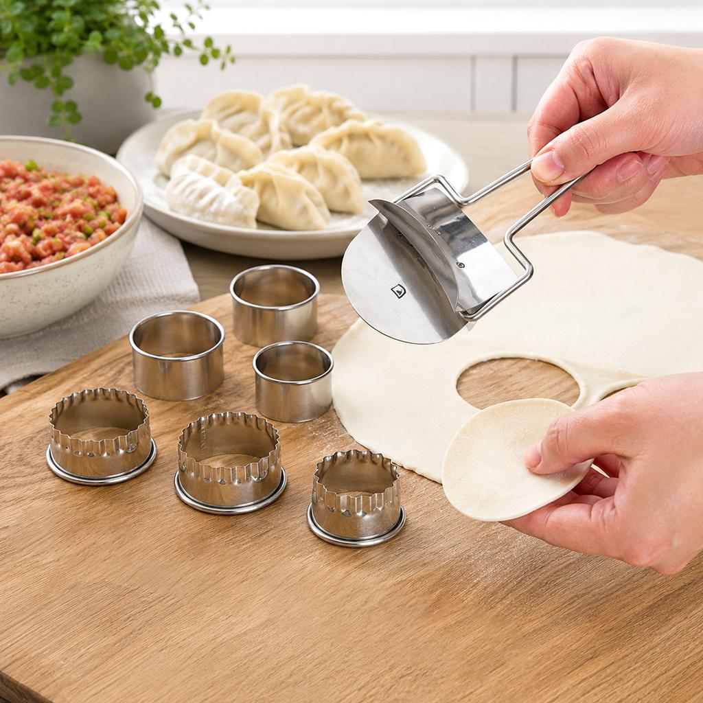 Stainless Steel Dumpling Mold Set Manual Dumpling Maker Multi-Piece Kitchen Tool for Shaping and Sealing Dough Pastry and Dumplings