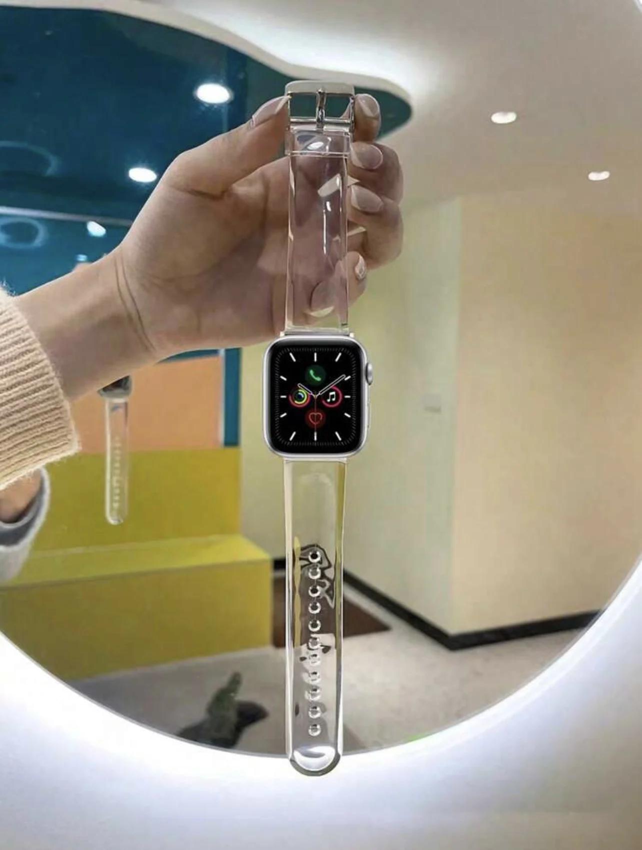 

Новый прозрачный силиконовый ремешок-петля Для Apple Watch женский 10/9/8/7/6/5/4/3 SE 38мм 40мм 41мм 42мм 44мм 45мм 46мм 49мм 38mm40mm41mm 42mmS10 чистый