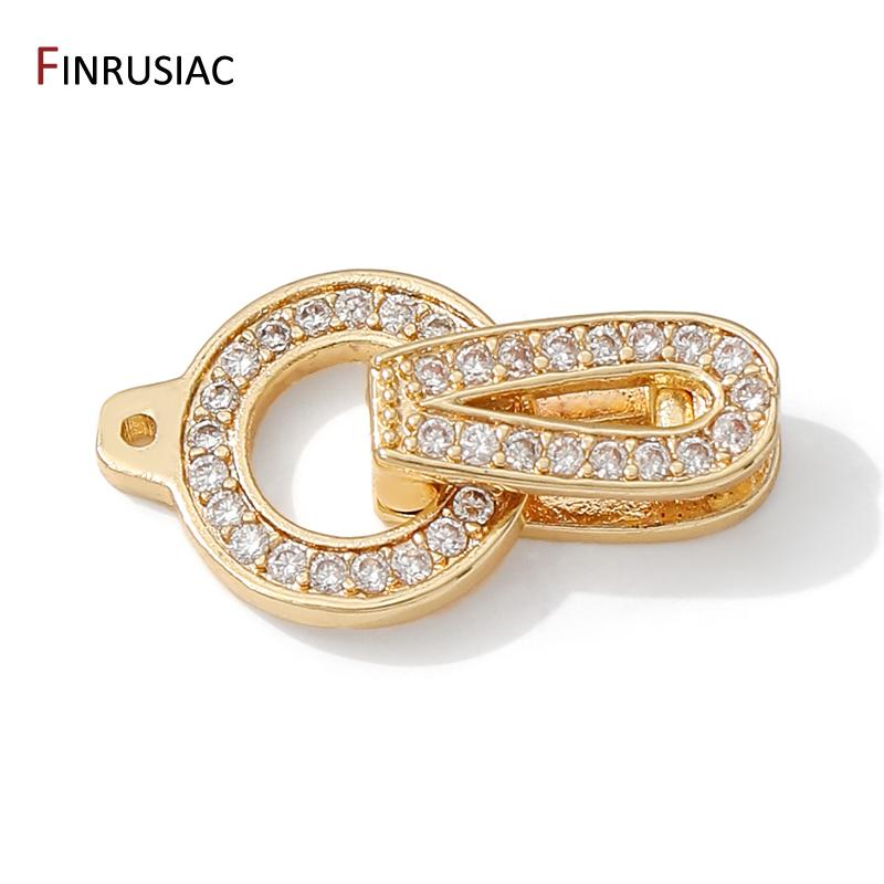 14K Gold Plated Brass Pearl End Clasps,Fastener Connector Clasps,Inlaid Zircon Lock For DIY Bracelet Necklace Making Supplies