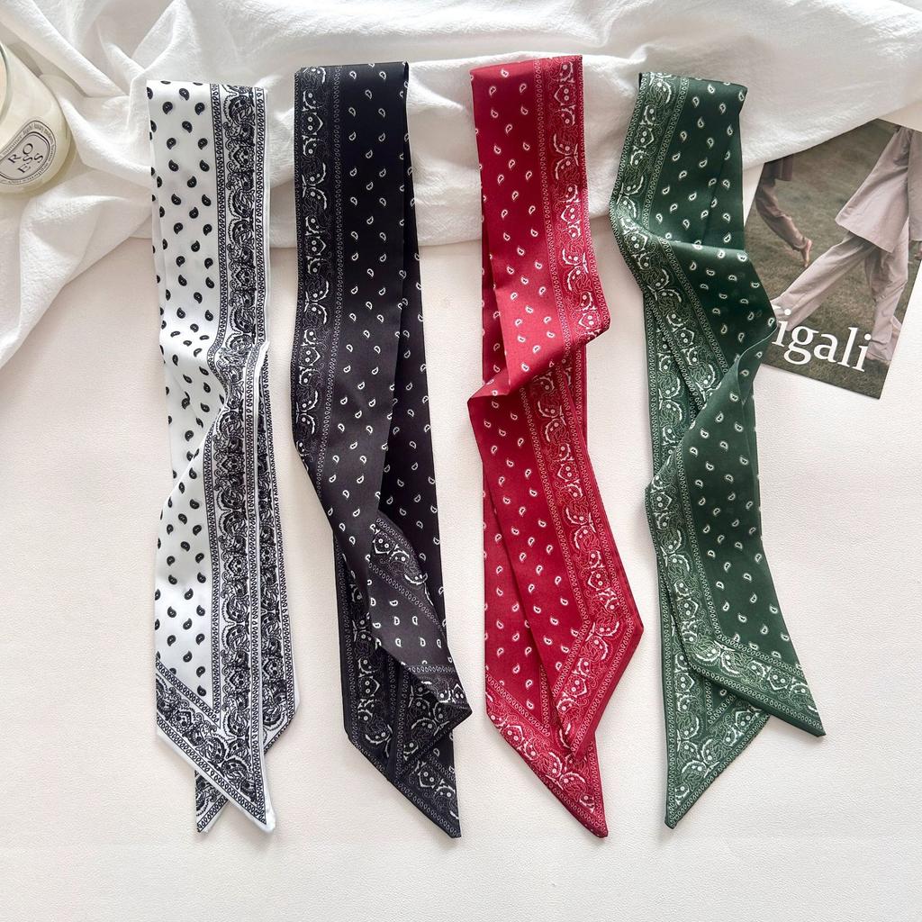 Elegant and versatile cashew print scarf, slim and long, versatile neck and scarf, multifunctional hair tie tie