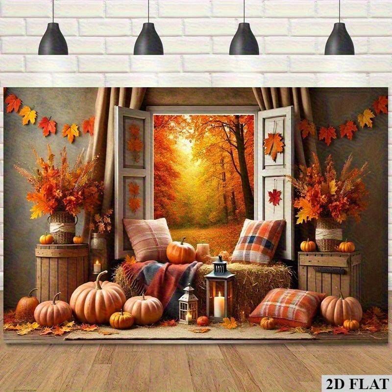 One-piece Autumn Harvest-themed Large Background Fabric, Suitable for Halloween, Thanksgiving and Christmas Decorations