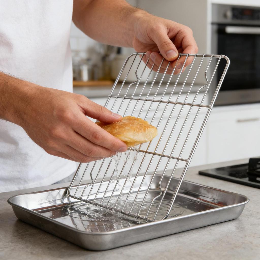 Baking Tray with Removable Cooling Rack Set Non-Stick Square Stainless Steel Baking Pan for Kitchen Cooking Outdoor Table Cart