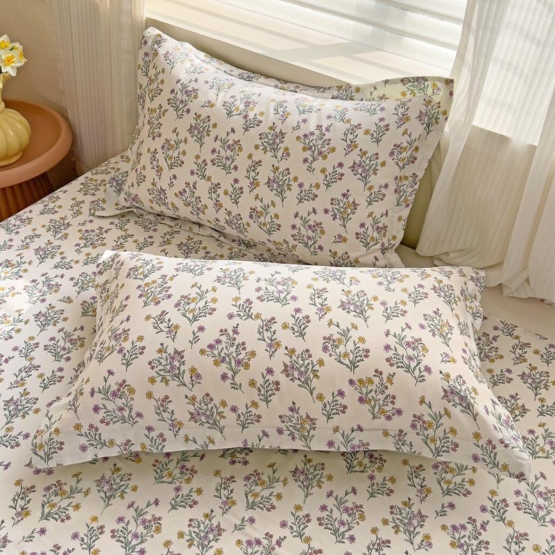 100% Cotton Flat Sheet Pillowcase Floral Style Bed Sheet Set Skin-friendly Bed Linen Adults Kids Flat Bedsheets roupa de cama