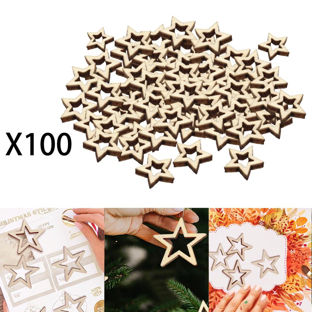 100 Hollow Wood Stars, Versatile Cutouts And Decorations for Year-round Celebrations Christmas
