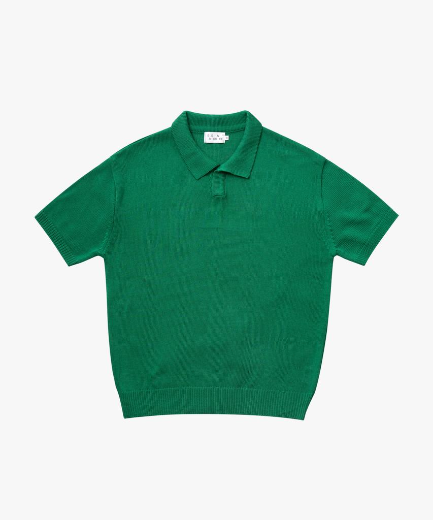 ESN Washable Collared Short Sleeve Knit Green