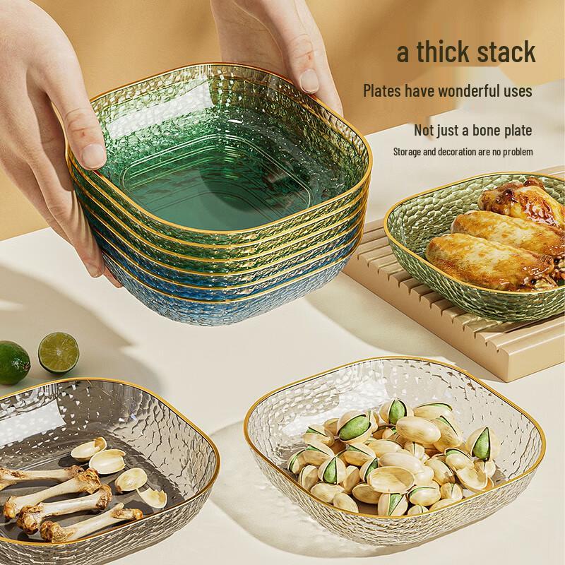 Shanzhongshan Gold Rim PET Bone Dish Set