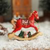 Xmas Window Wall Hangings Rocking Horse Christmas Ornament, Resin Tree Hanging Decoration with Seasonal Trims Bear Gift Box for Holiday Decor