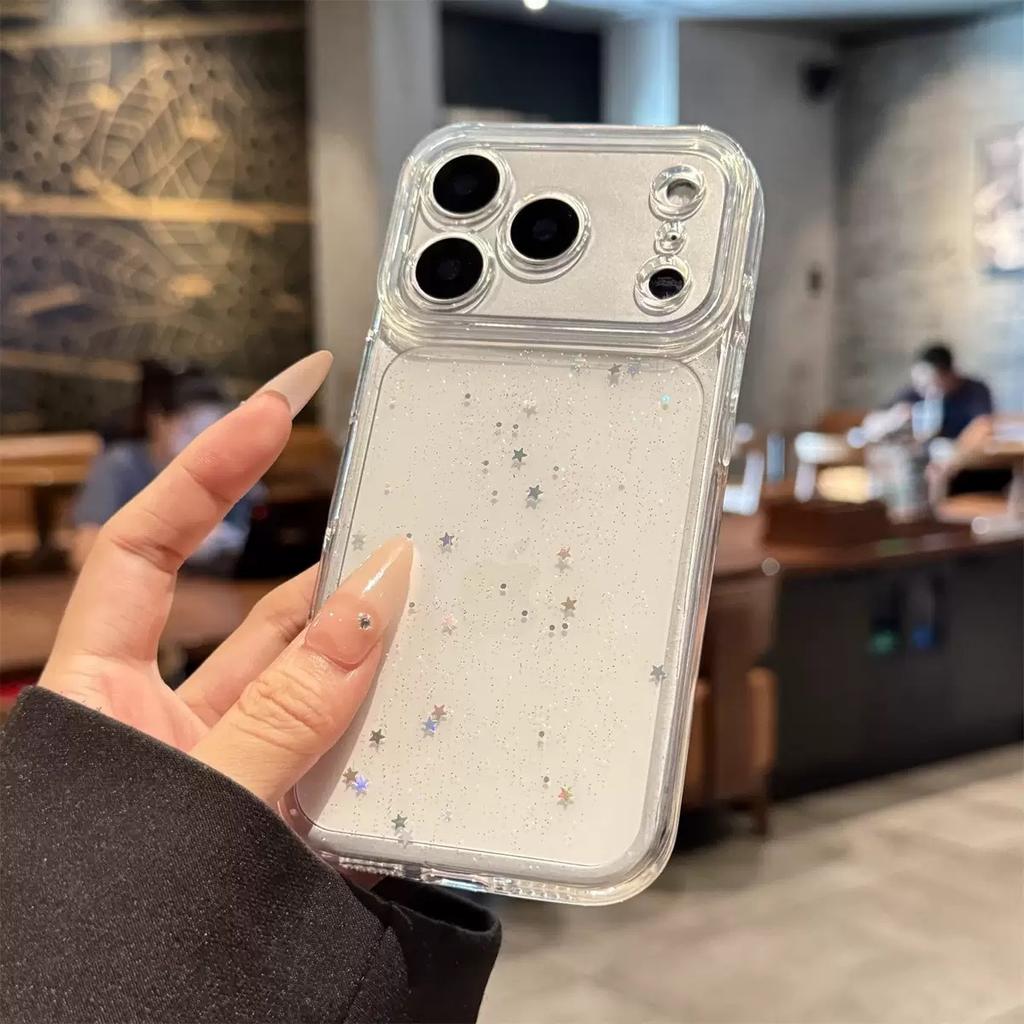 Xiaoqing Fresh Air Mobile Phone Case Is Suitable For Iphone16Promax Apple 17 Glitter 15 Sequins Star Fine Hole