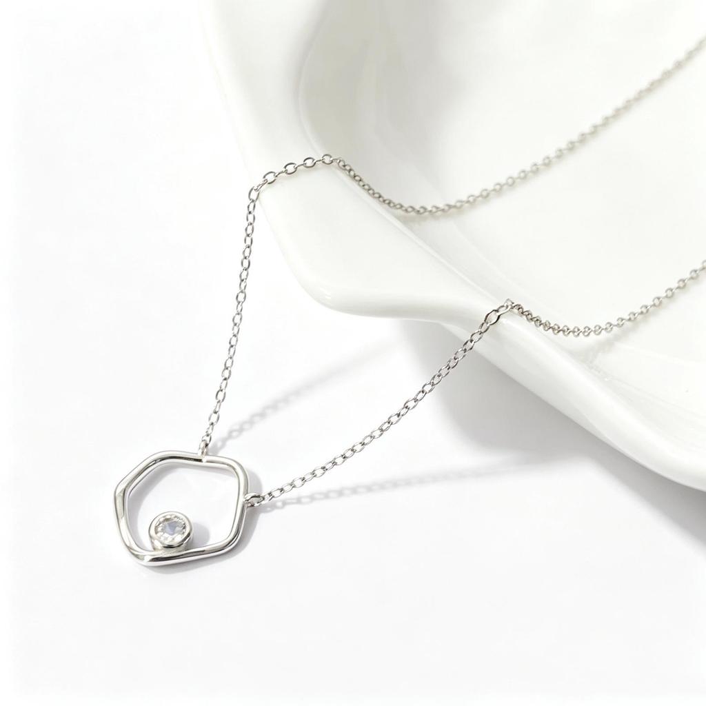 S925 Sterling Silver Irregular Ring Pendant Necklace with Zirconia for Women – Simple, Elegant Clavicle Chain