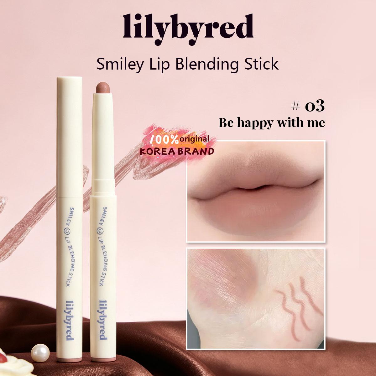 lilybyred Smiley Lip Blending Stick, Odtiene 01-04, Krémová textúra, Jednoduché rozotieranie, Tvarovanie obrysu pier K‑Beauty, Kórejská kozmetika, Kórejský make-up 03 Be happy with me brown