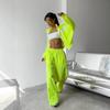 Women's Black White Zip-Up Track Suit Set with Wide Leg Pants, Casual Sportswear Two Piece Outfit