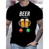 Herren Spaß Bier Muster T-Shirt Baumwolle Rundhals Kurzarm Design mit Bierkrug und Blase