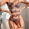 French  Embroidery Flower Soft Steel Ring Lace Bra Set Underwear