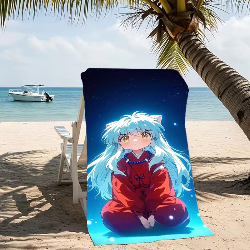 Beach Towel with Inuyasha Pattern - soft,absorbent,machine washable Lightweight&Modern,swimming,Travel Essentials