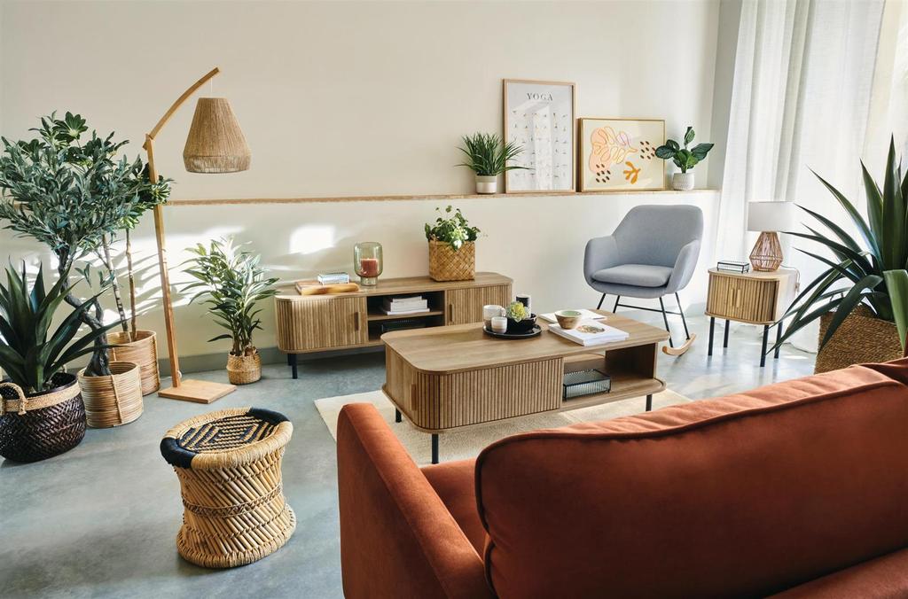 Colva COFFEE TABLE BOHO STYLE with Storage, Brown