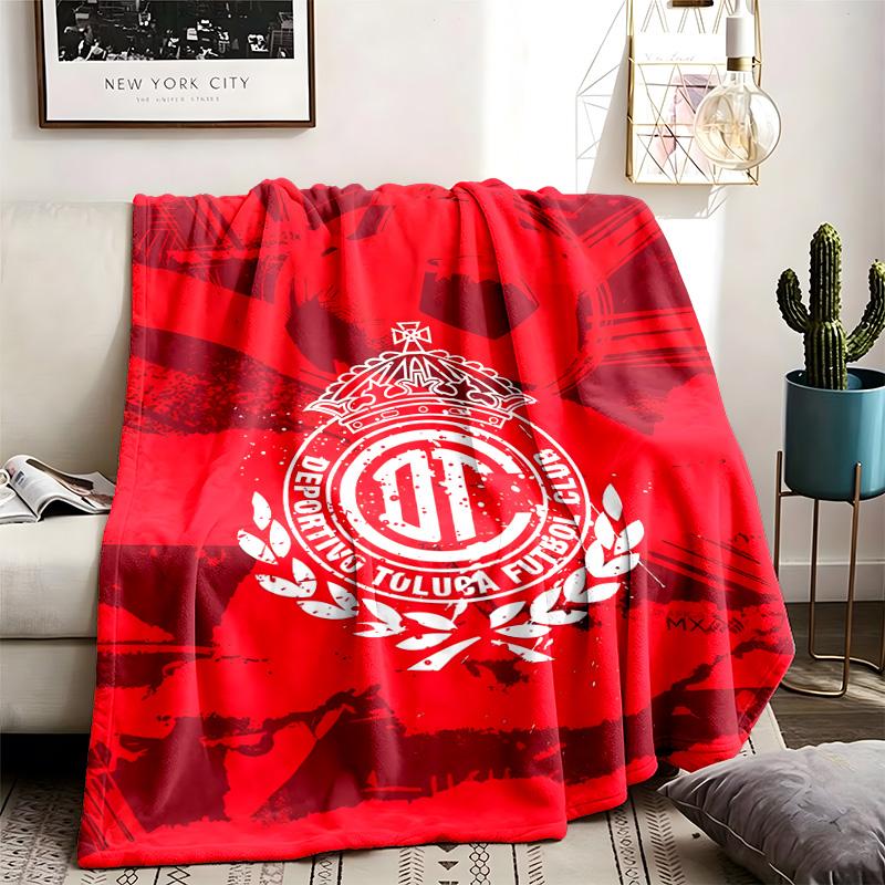 Deportivo Toluca Futbol Club Theme Blanket Suitable For The Sofa Camping And Travel Made Of Soft Flannel Material An Ideal Gift For Occasions Such As 