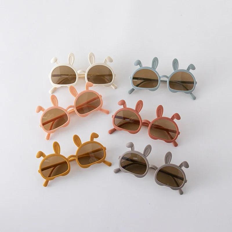 1PC Children Sun Glasses Fashion Style Oval Rabbit Ears Kids Sun Eyeglasses Boys Girls Goggles Baby Cute Shades UV400 Protection Travel Eyeglasses