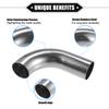 UXCELL 2 Stück 19mm 25mm 32mm 38mm 63mm 90° Bogen Winkelrohr Schlauchrohr DIY Auspuffrohr Lufteinlassrohr für Auto 304 Edelstahl